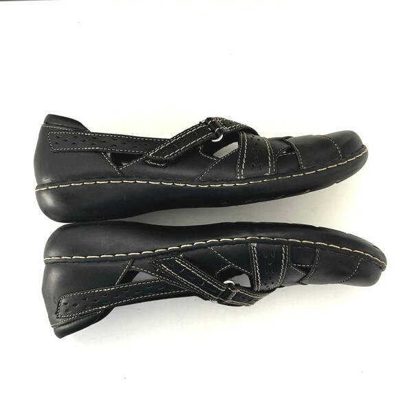 Clarks Women’s Size 9.5 NARROW Ashland Spin Q Black Leather Mary Jane Shoes - Picture 10 of 12